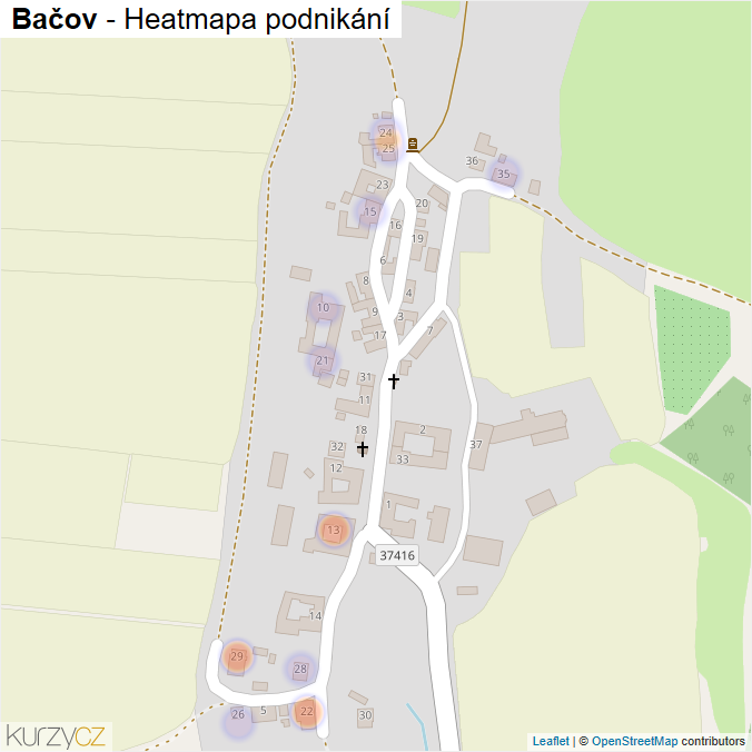 Mapa Bačov - Firmy v části obce.