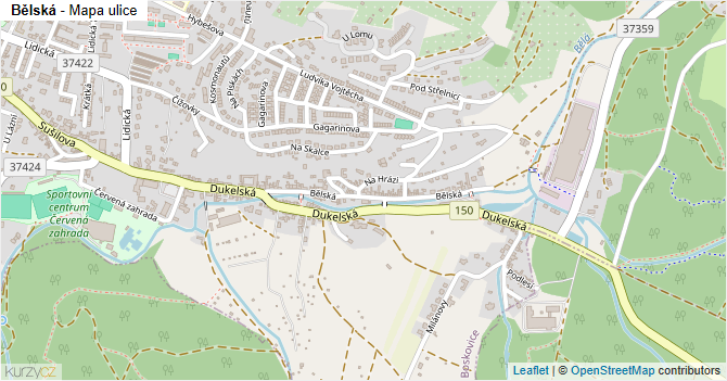 Bělská - mapa ulice