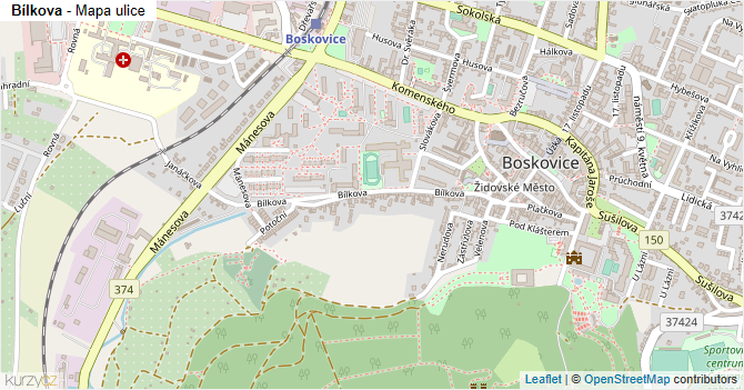 Bílkova - mapa ulice