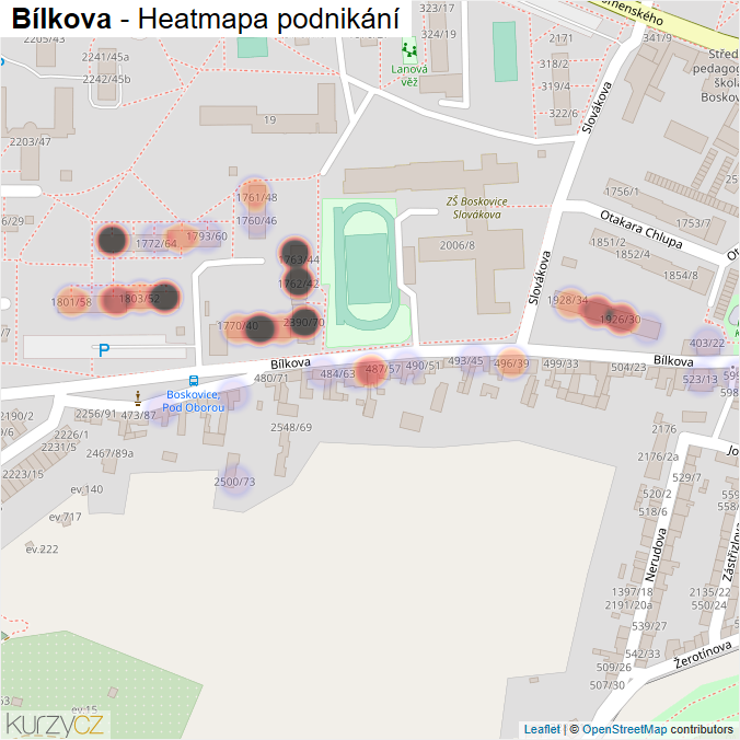 Mapa Bílkova - Firmy v ulici.