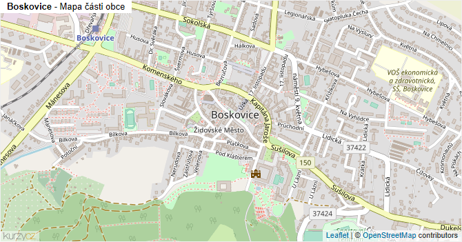 Boskovice - mapa části obce