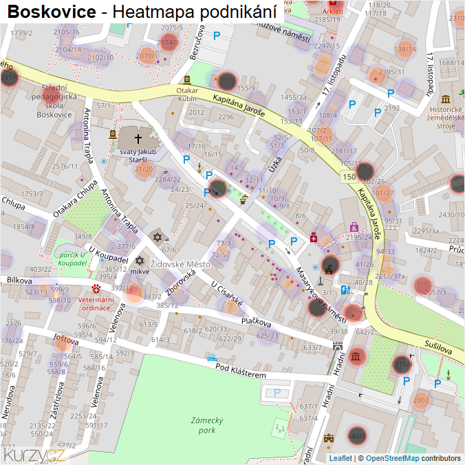 Mapa Boskovice - Firmy v části obce.