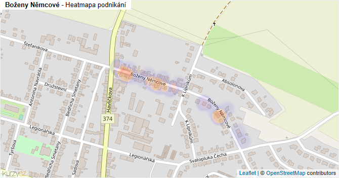 Boženy Němcové - mapa podnikání