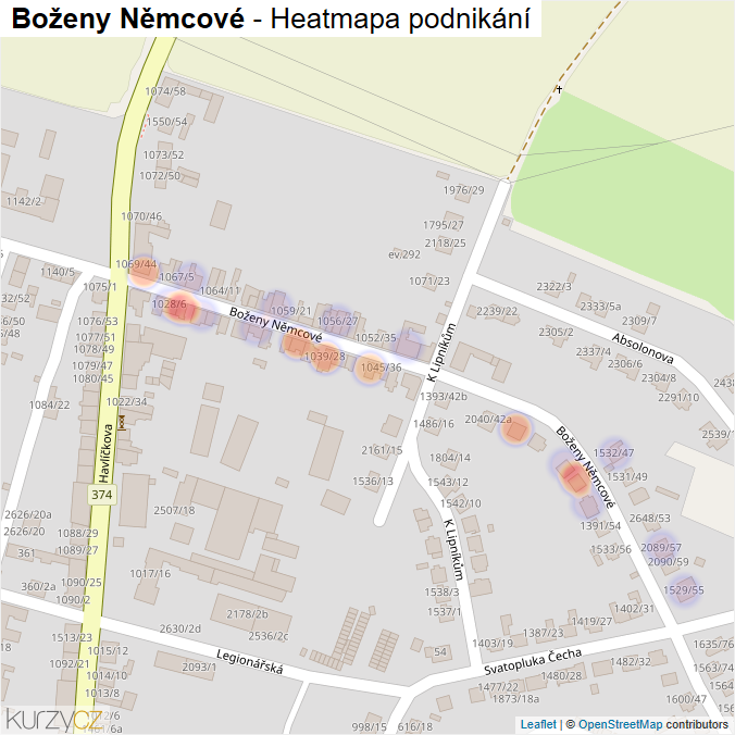 Mapa Boženy Němcové - Firmy v ulici.
