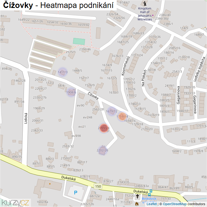 Mapa Čížovky - Firmy v ulici.