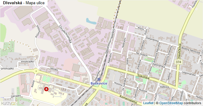 Dřevařská - mapa ulice