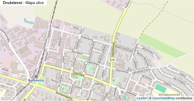 Družstevní - mapa ulice