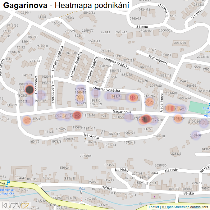 Mapa Gagarinova - Firmy v ulici.