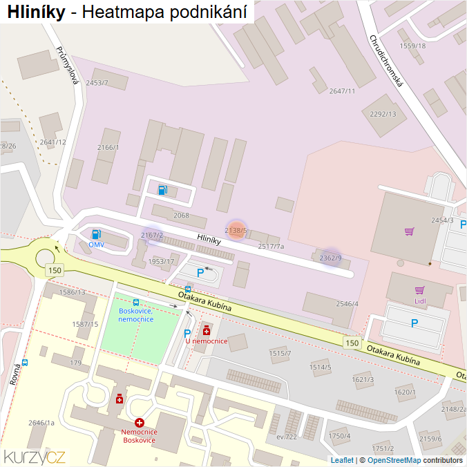 Mapa Hliníky - Firmy v ulici.