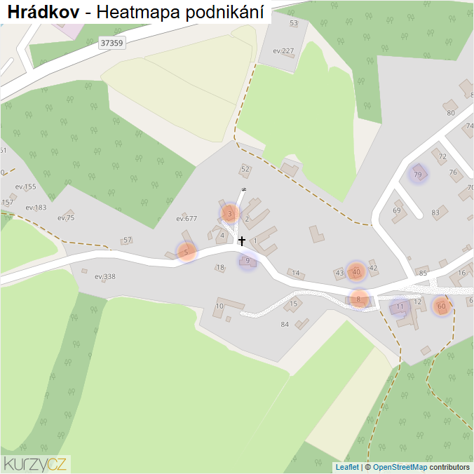 Mapa Hrádkov - Firmy v části obce.