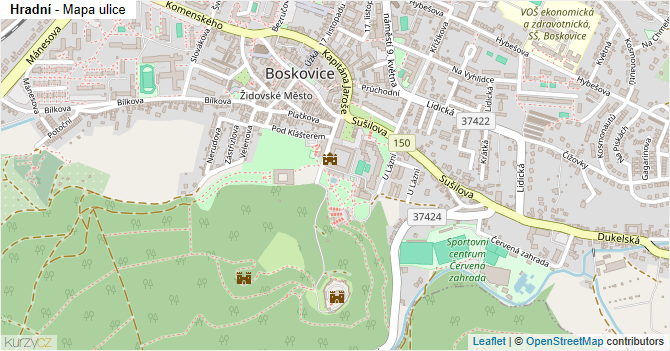 Hradní - mapa ulice