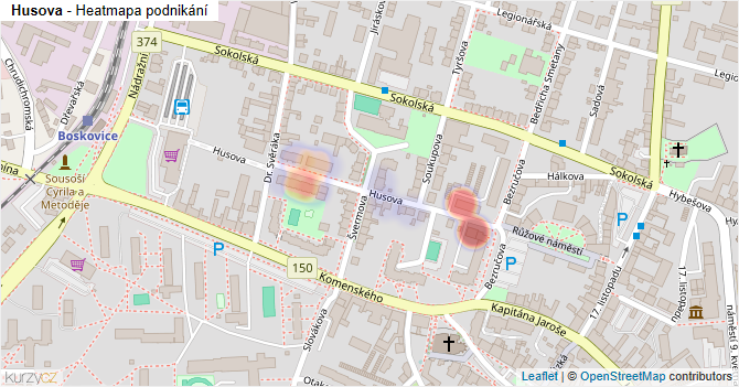 Husova - mapa podnikání
