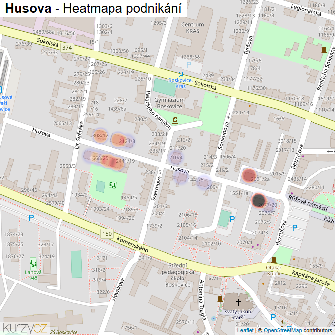 Mapa Husova - Firmy v ulici.