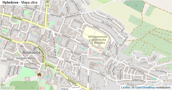 Hybešova - mapa ulice