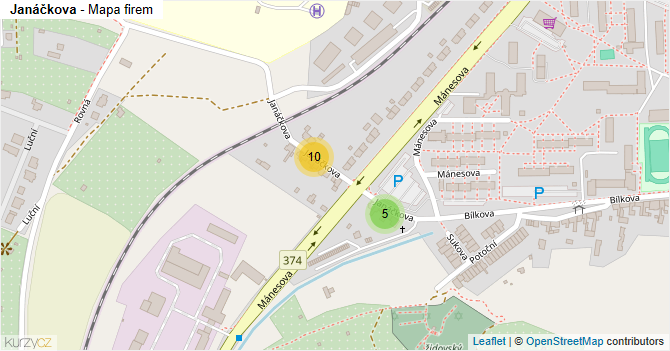 Janáčkova - mapa firem