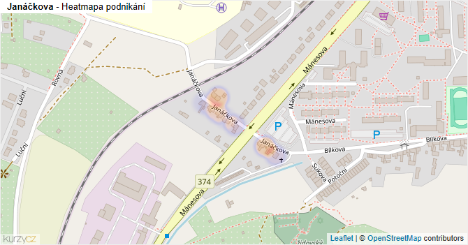 Janáčkova - mapa podnikání