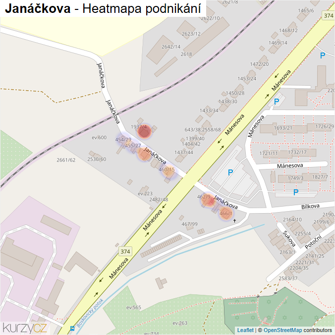Mapa Janáčkova - Firmy v ulici.