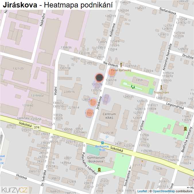 Mapa Jiráskova - Firmy v ulici.