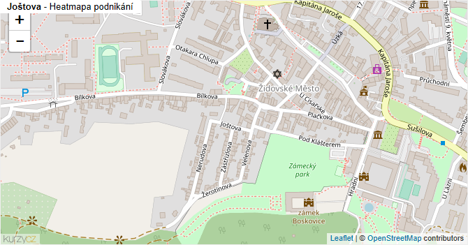 Joštova - mapa podnikání