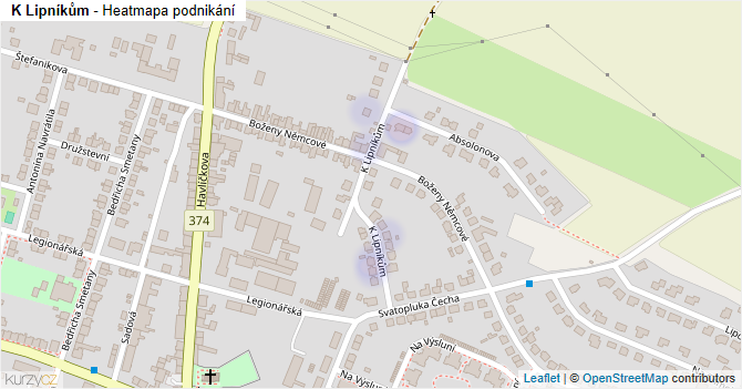 K Lipníkům - mapa podnikání