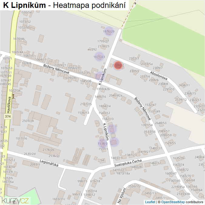 Mapa K Lipníkům - Firmy v ulici.