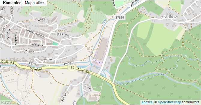 Kamenice - mapa ulice
