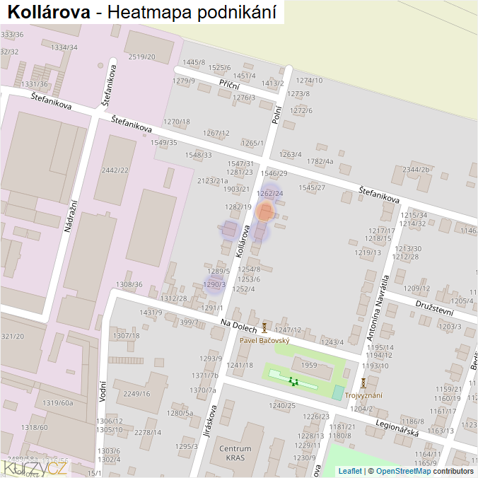 Mapa Kollárova - Firmy v ulici.
