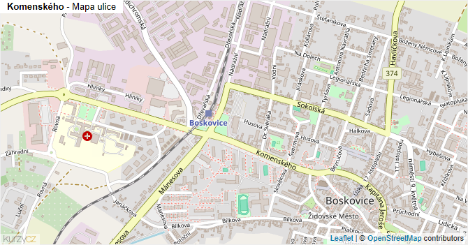 Komenského - mapa ulice