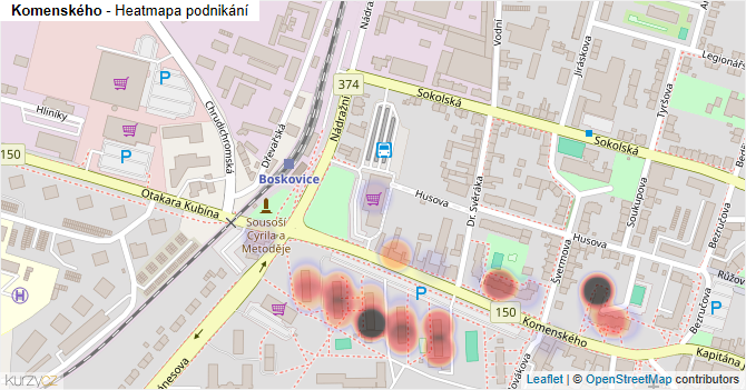 Komenského - mapa podnikání
