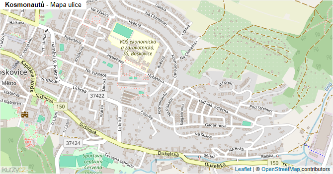 Kosmonautů - mapa ulice