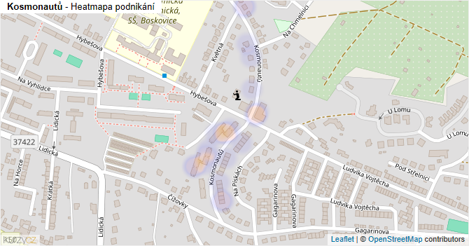 Kosmonautů - mapa podnikání