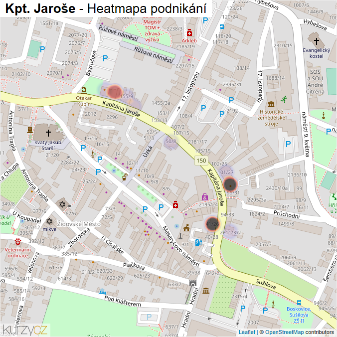Mapa Kpt. Jaroše - Firmy v ulici.