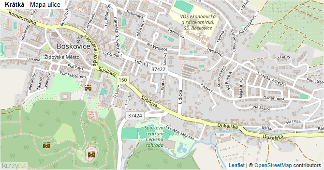 Krátká - mapa ulice
