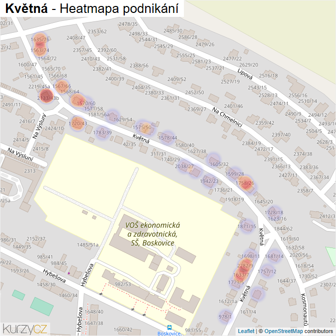 Mapa Květná - Firmy v ulici.