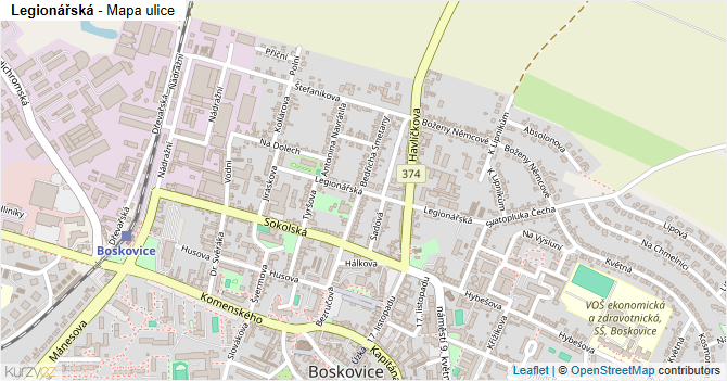 Legionářská - mapa ulice
