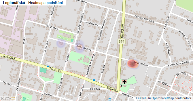 Legionářská - mapa podnikání