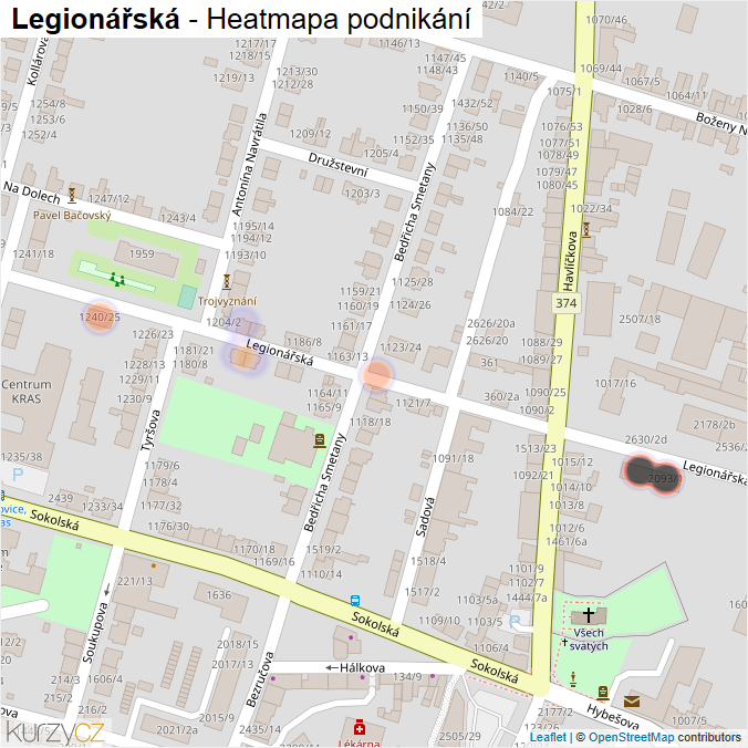 Mapa Legionářská - Firmy v ulici.