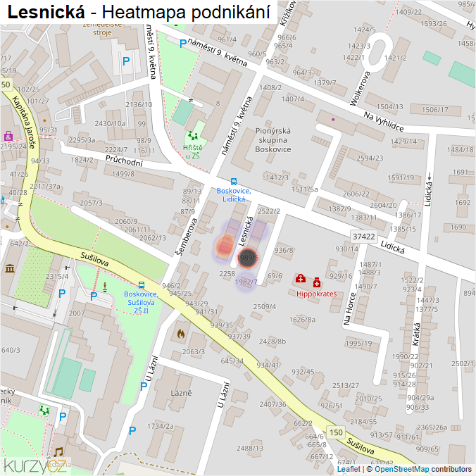Mapa Lesnická - Firmy v ulici.