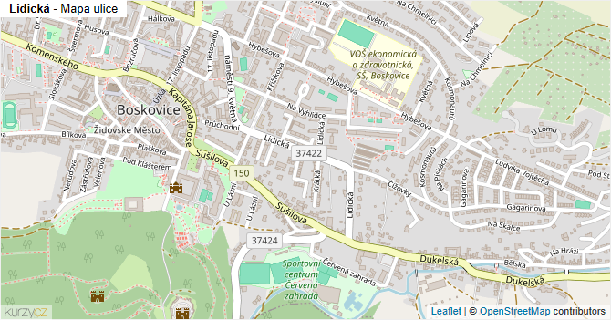 Lidická - mapa ulice