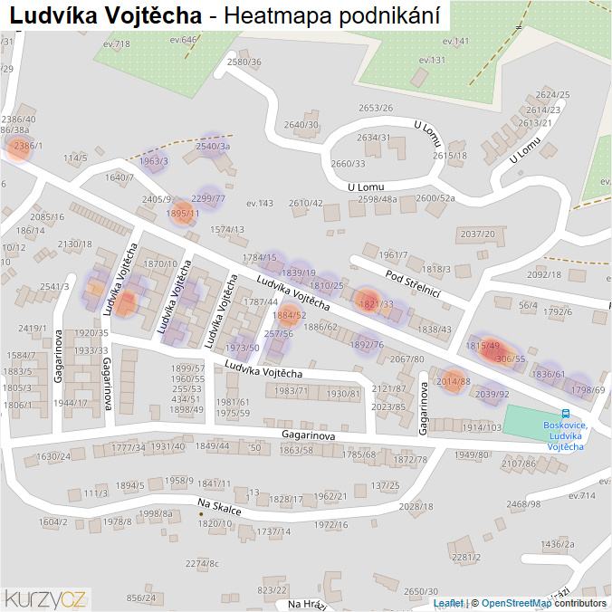 Mapa Ludvíka Vojtěcha - Firmy v ulici.