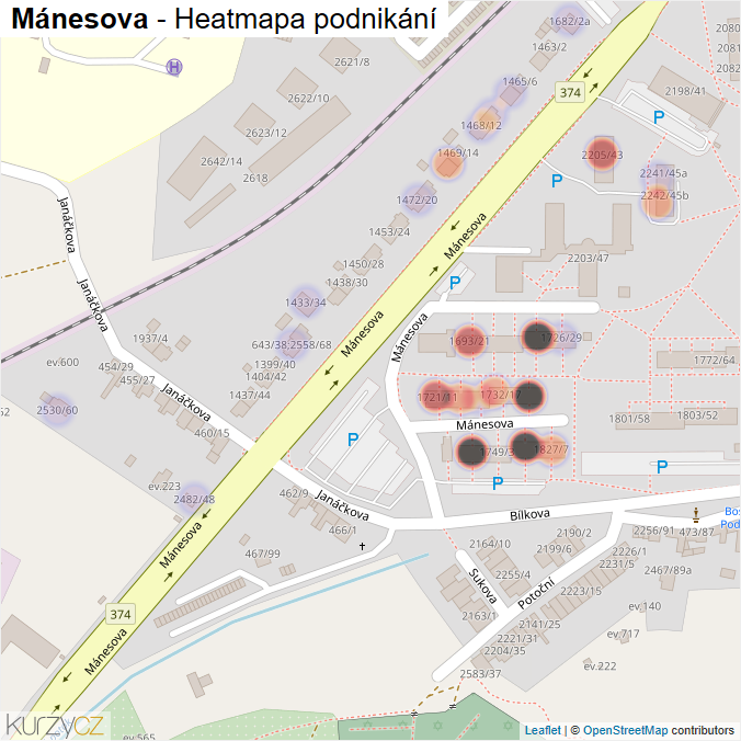 Mapa Mánesova - Firmy v ulici.