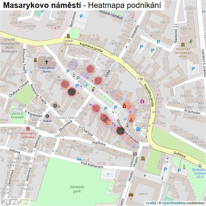 Mapa Masarykovo náměstí - Firmy v ulici.