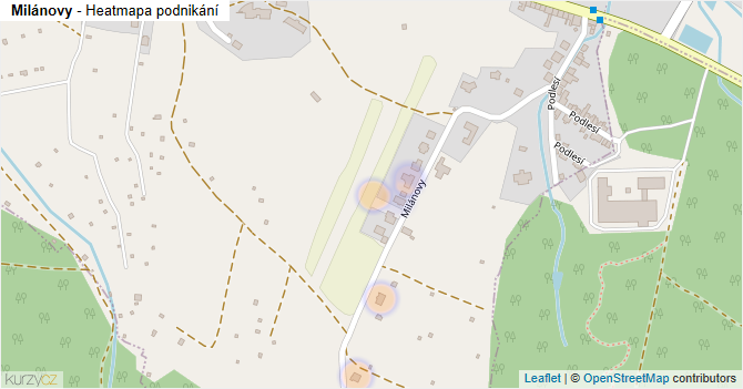 Milánovy - mapa podnikání