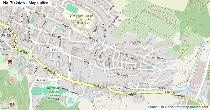 Na Pískách - mapa ulice