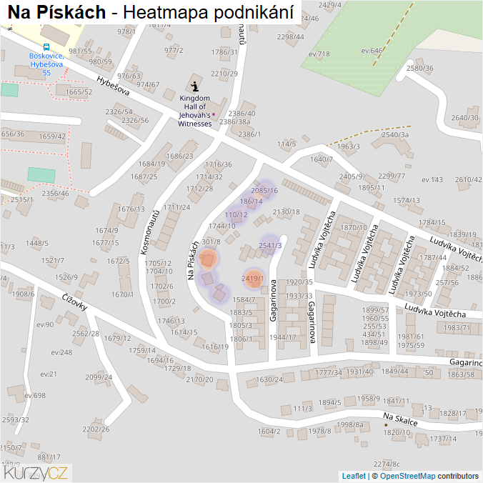 Mapa Na Pískách - Firmy v ulici.