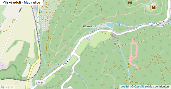 Pilské údolí - mapa ulice