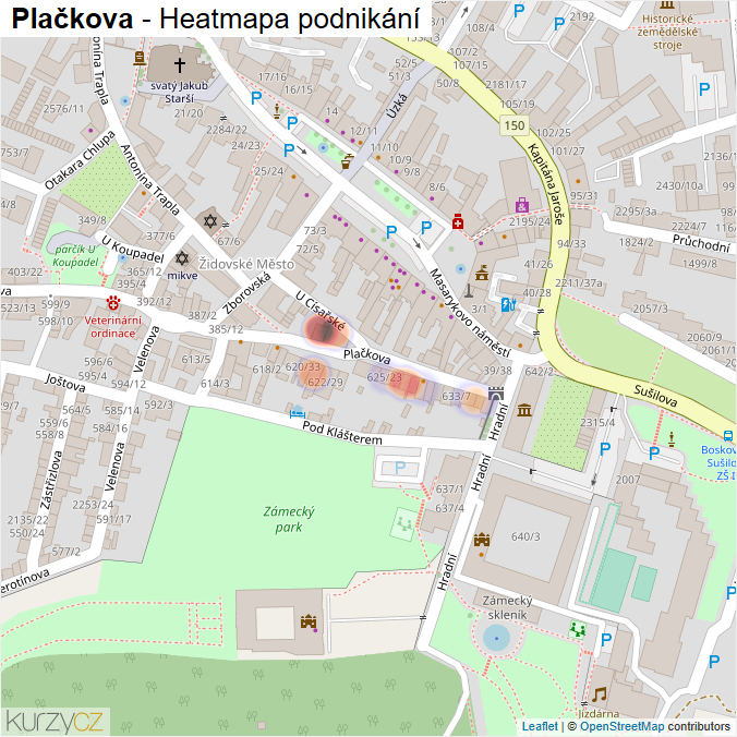 Mapa Plačkova - Firmy v ulici.