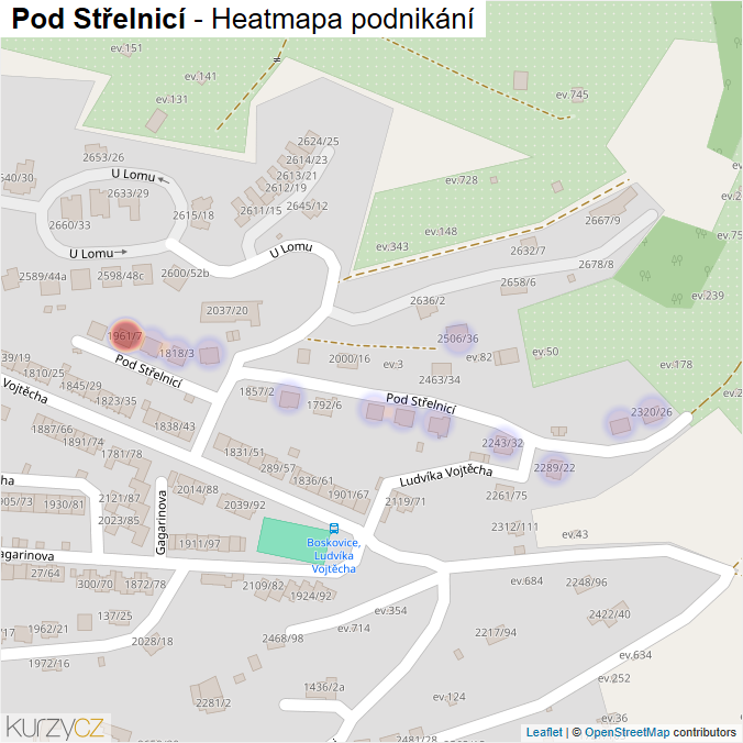 Mapa Pod Střelnicí - Firmy v ulici.