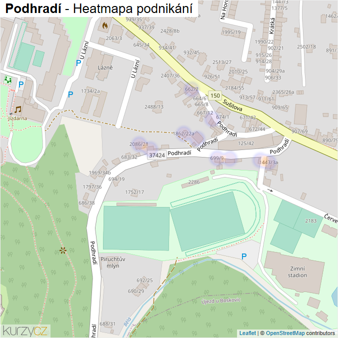 Mapa Podhradí - Firmy v ulici.
