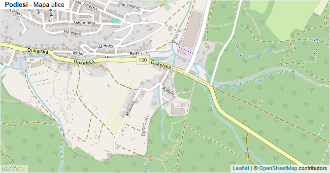 Podlesí - mapa ulice